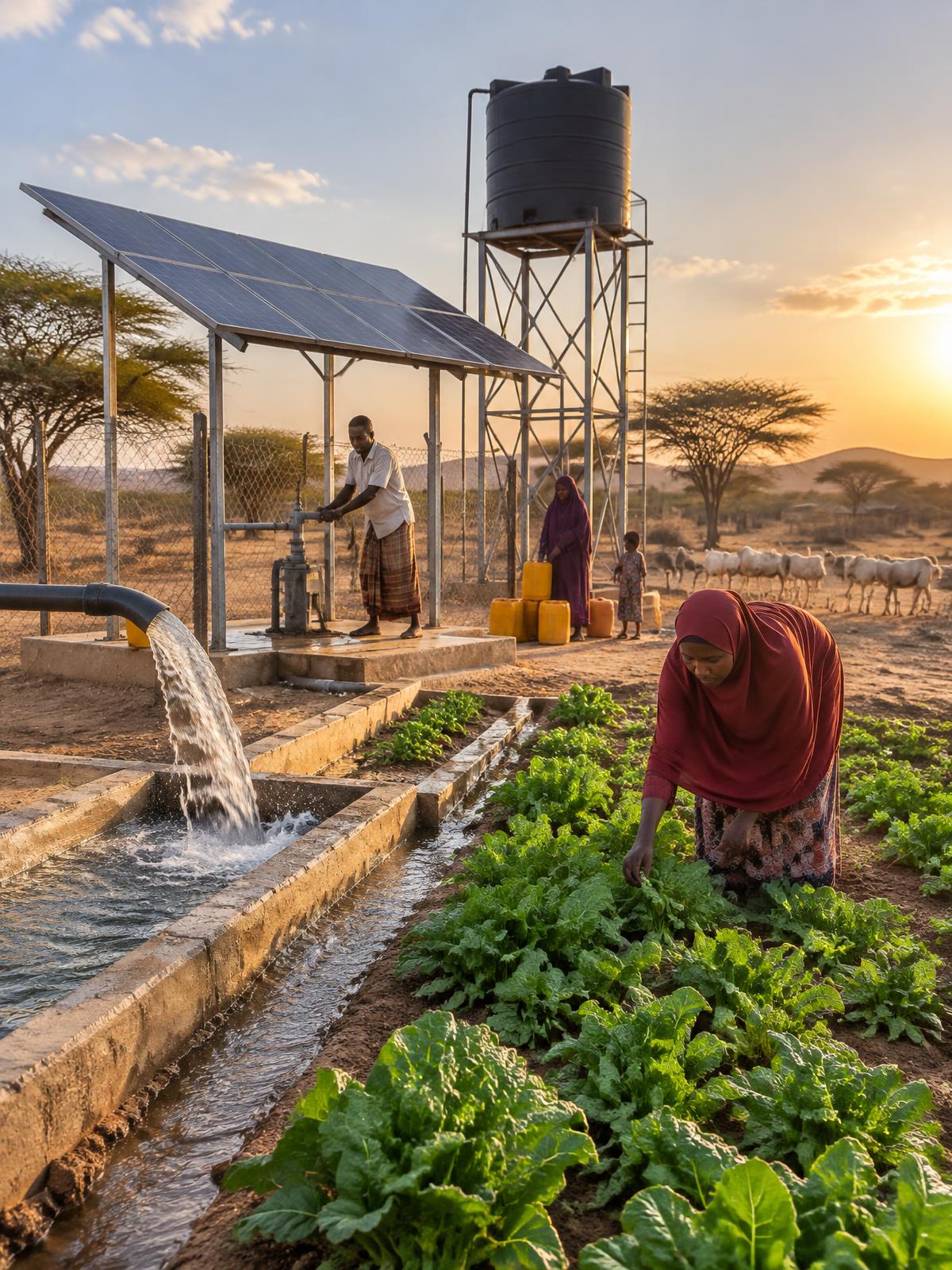 Solar-powered water system supporting agriculture